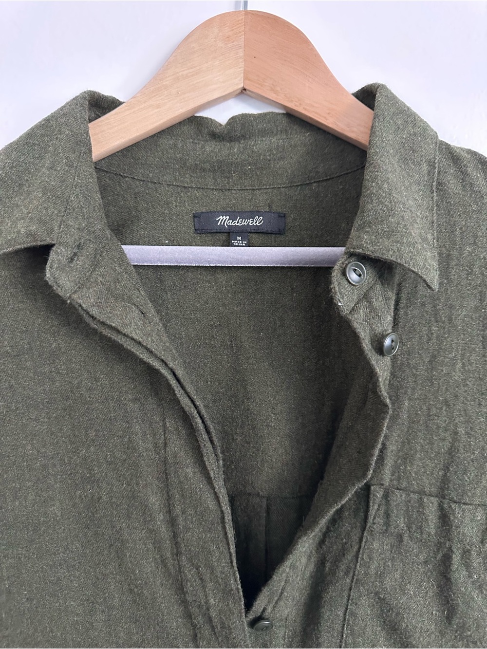 MADEWELL Popover Ex-Boyfriend Flannel Shirt - Olive Green